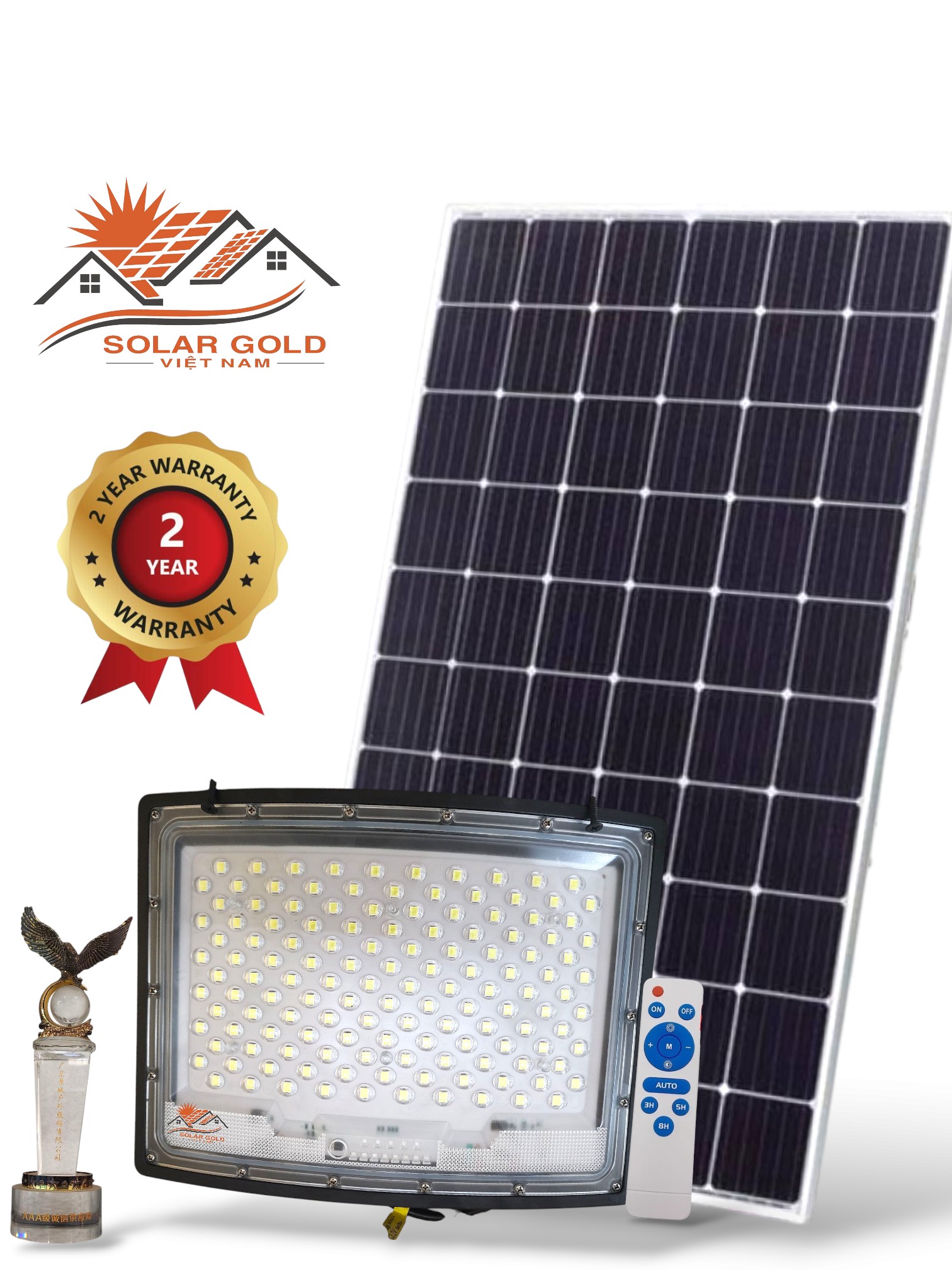 Đèn năng lương mặt trời mắt ngọc mặt cong 200W