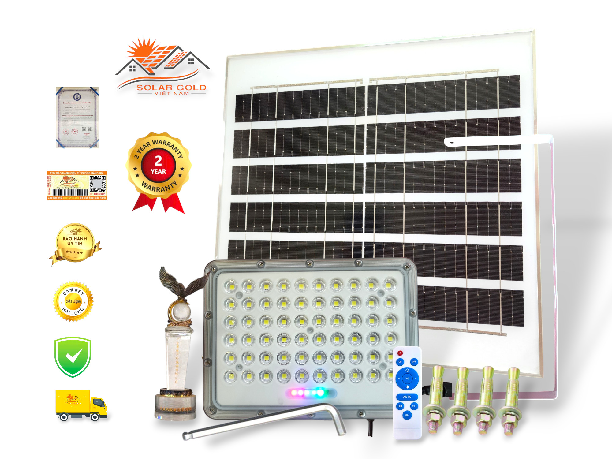 Đèn Năng Lượng Mặt Trời Mắt Ngọc Cầu Lồi 100W