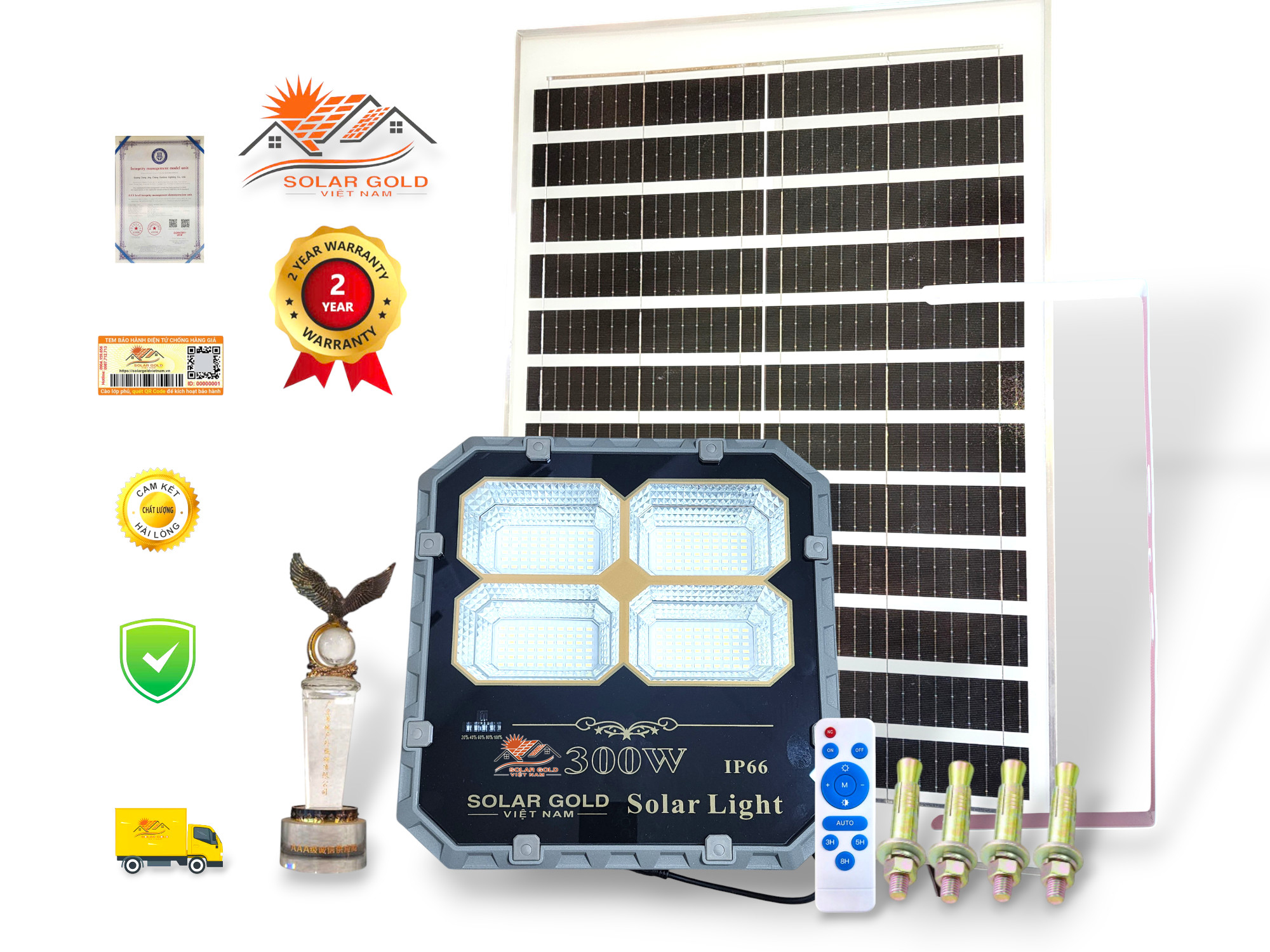 Đèn Năng Lượng Mặt Trời 4 Pha 300W